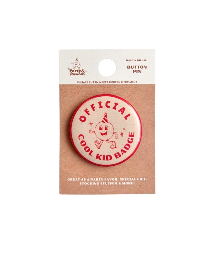 Official Cool Kid Vintage Style Button Pin Badge