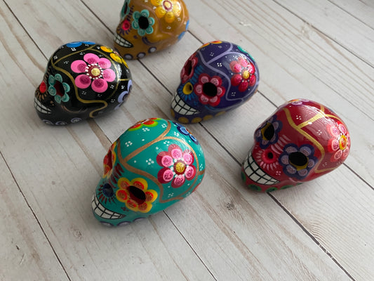 Day of the Dead Mini Clay Painted Skulls