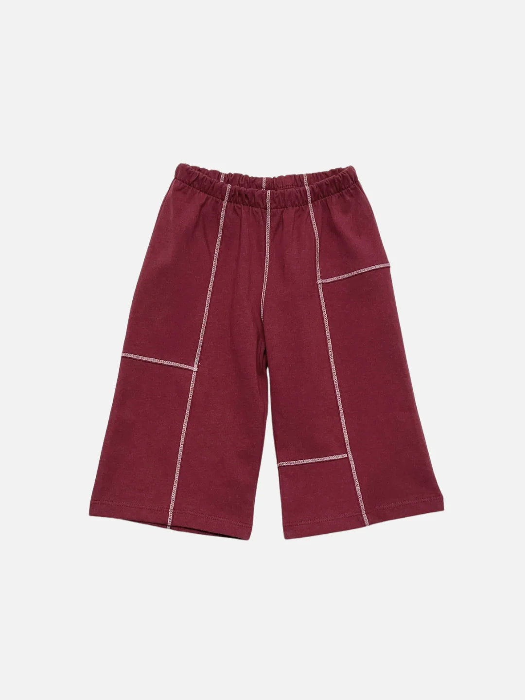Topstitched Baby Pants in Maroon