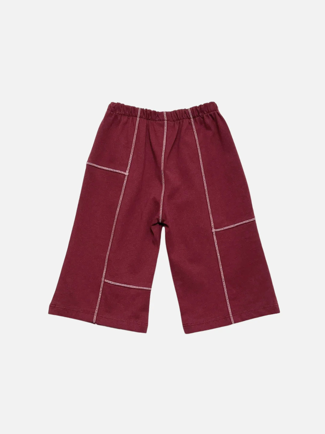 Topstitched Baby Pants in Maroon