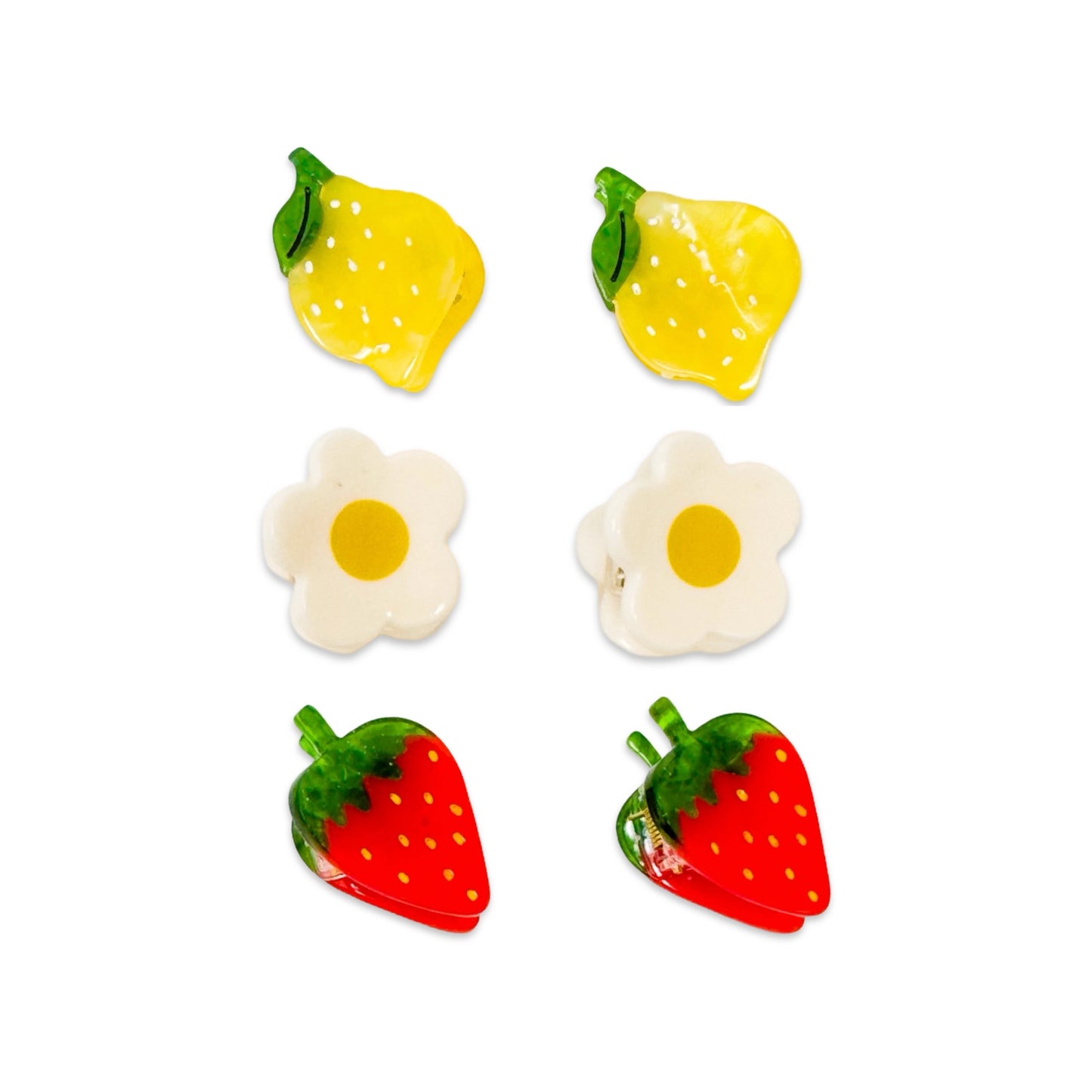 Micro Fruit & Flowers Hair Claw Clip Set