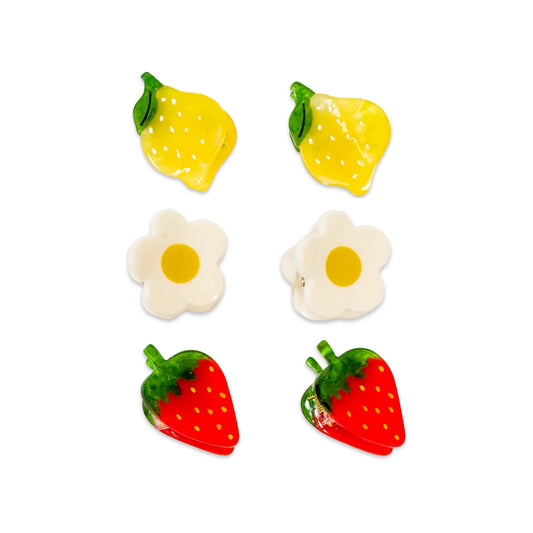 Micro Fruit & Flowers Hair Claw Clip Set