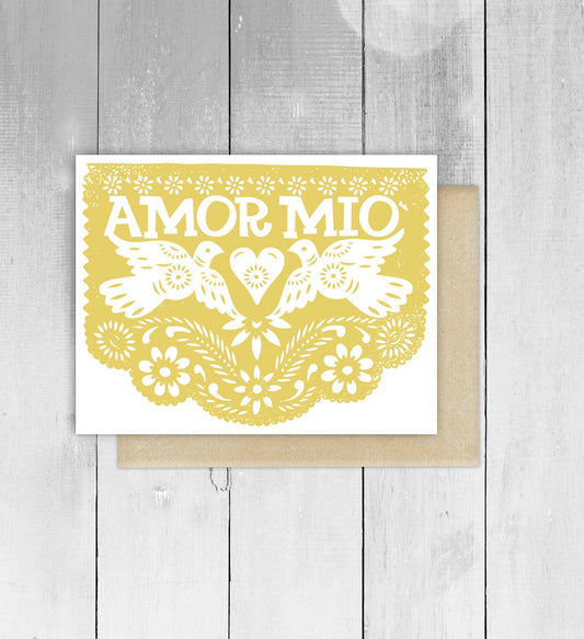 Amor Mio Papel Picado Spanish Greeting Card