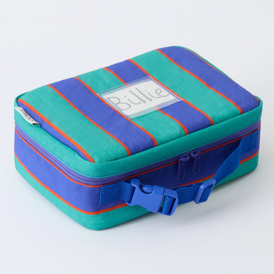 Cool Kid Lunch Box in Navy & Green Stripe