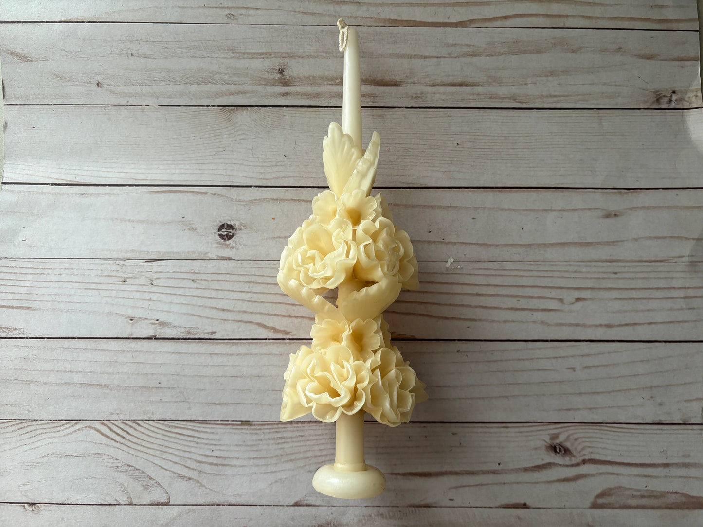 Large Oaxaca Beeswax Ivory Marigold Candle