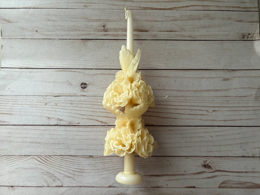 Large Oaxaca Beeswax Ivory Marigold Candle