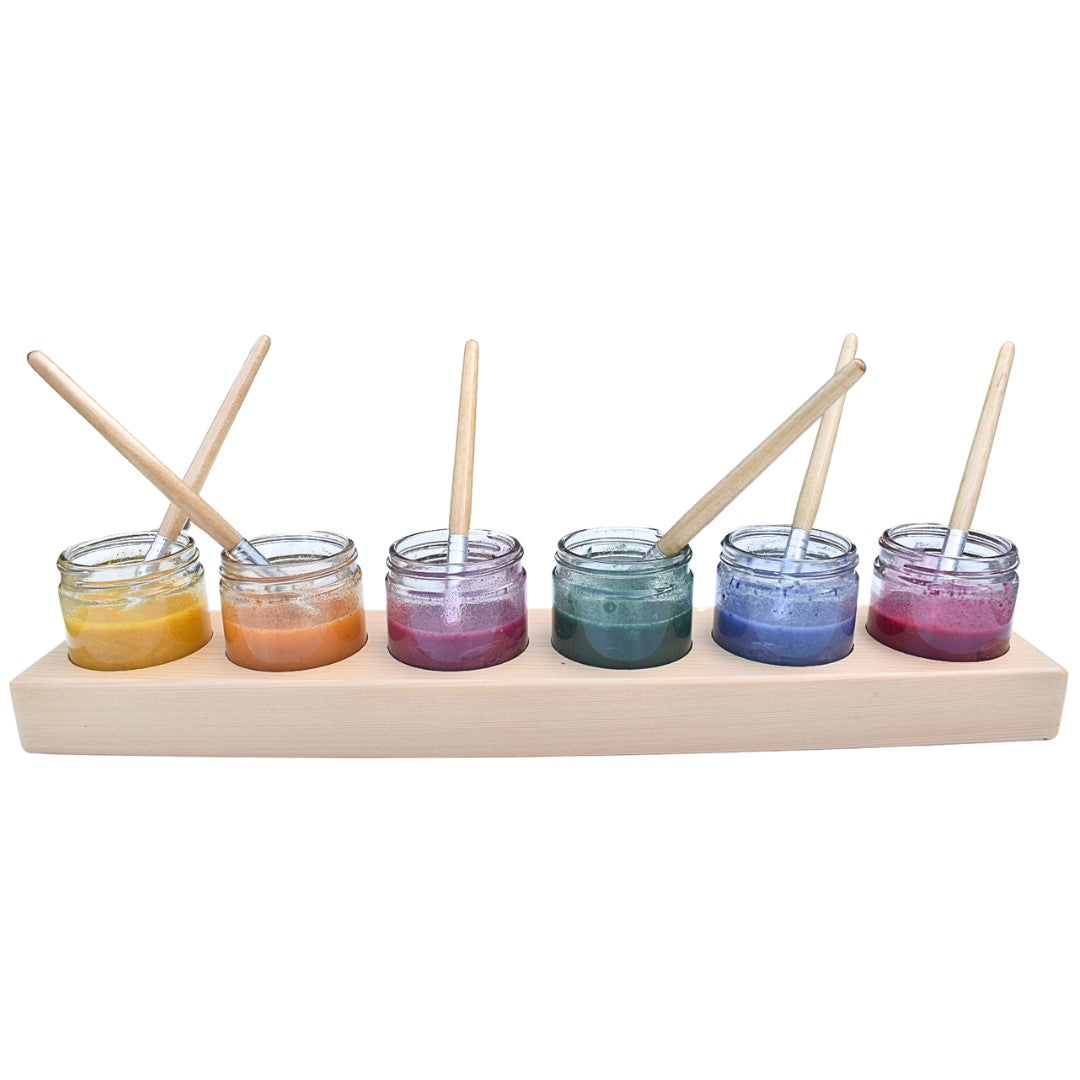 Wooden Paint Holder w/ Glass Jars