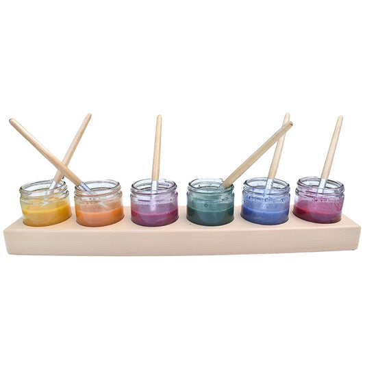 Wooden Paint Holder w/ Glass Jars