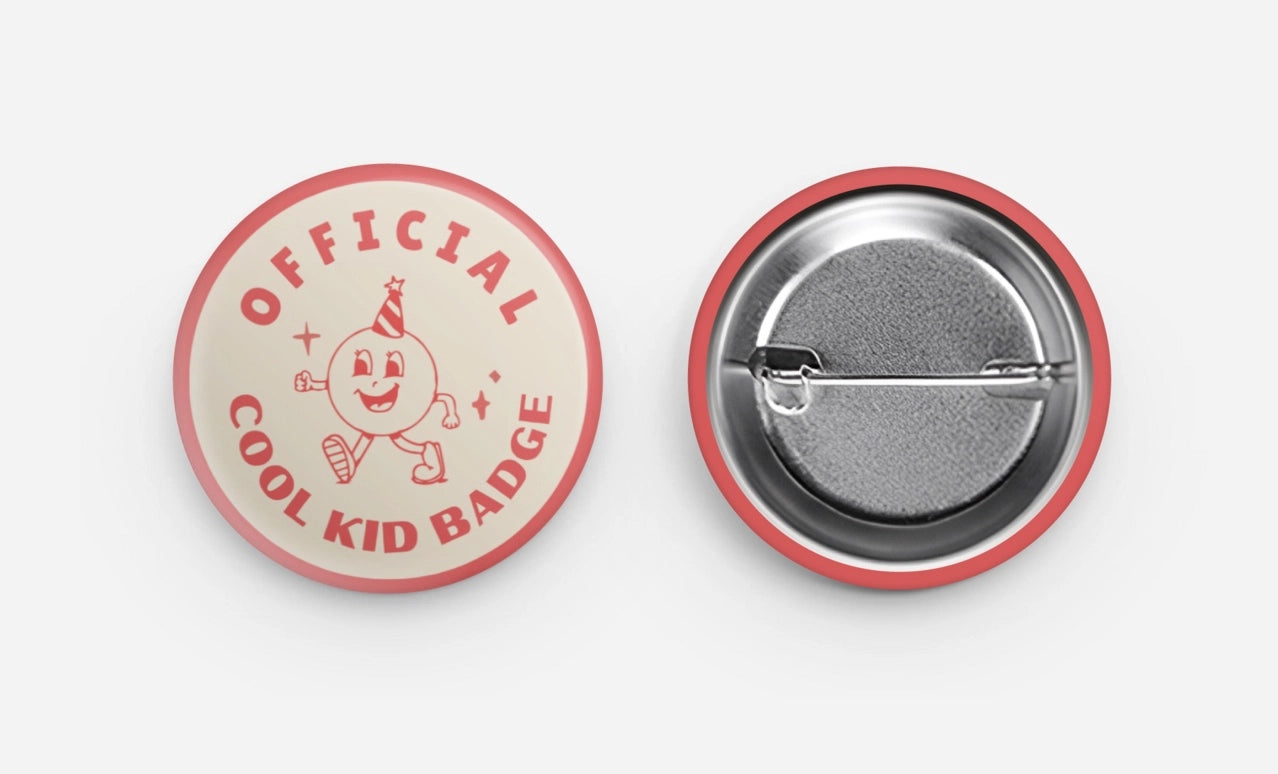 Official Cool Kid Vintage Style Button Pin Badge