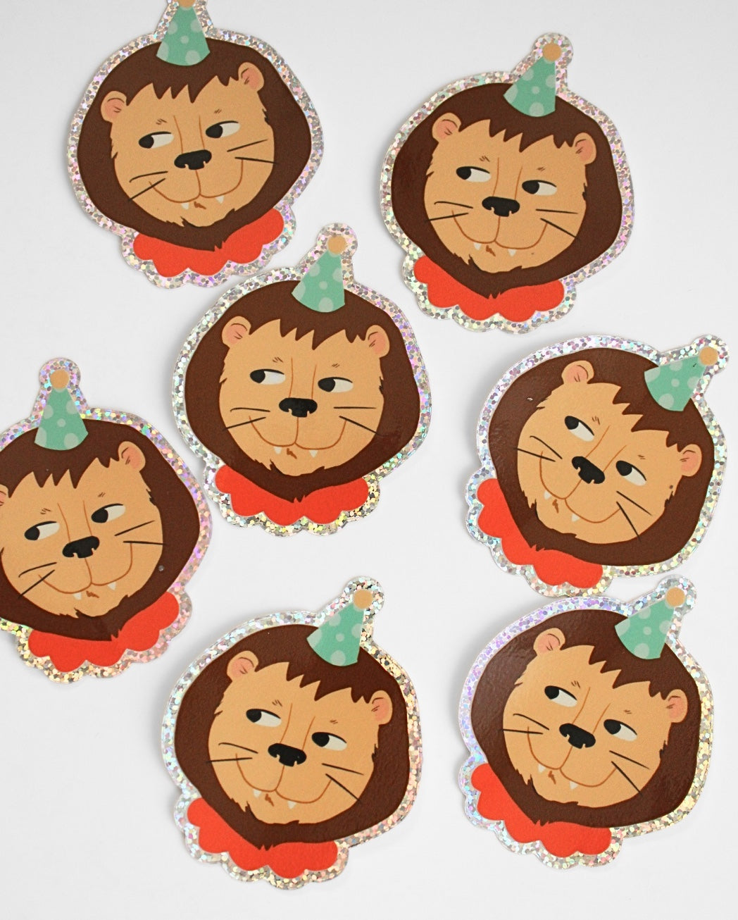 Party Lion Die Cut Vinyl Glitter Sticker