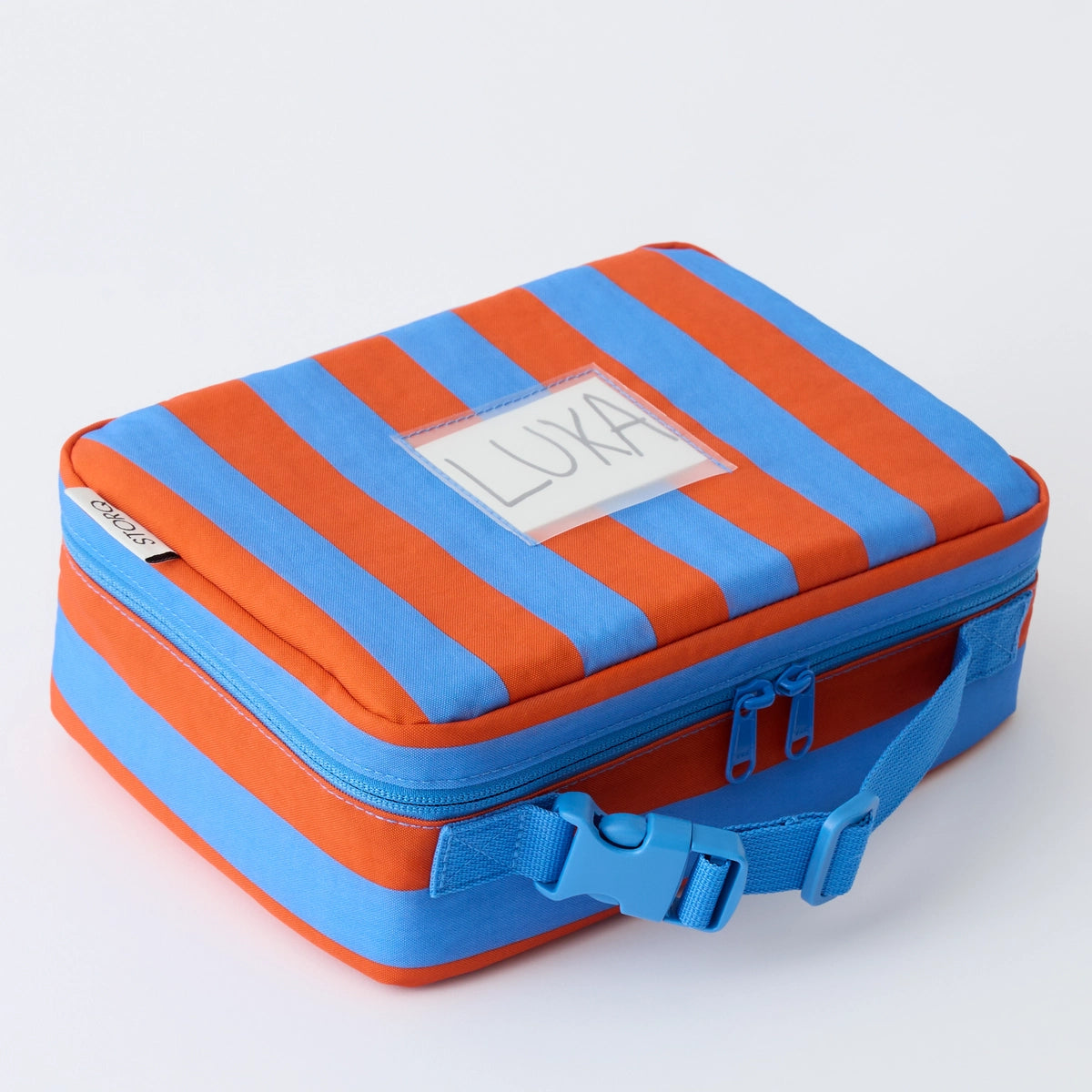 Cool Kid Lunch Box in Blue & Rust Stripe