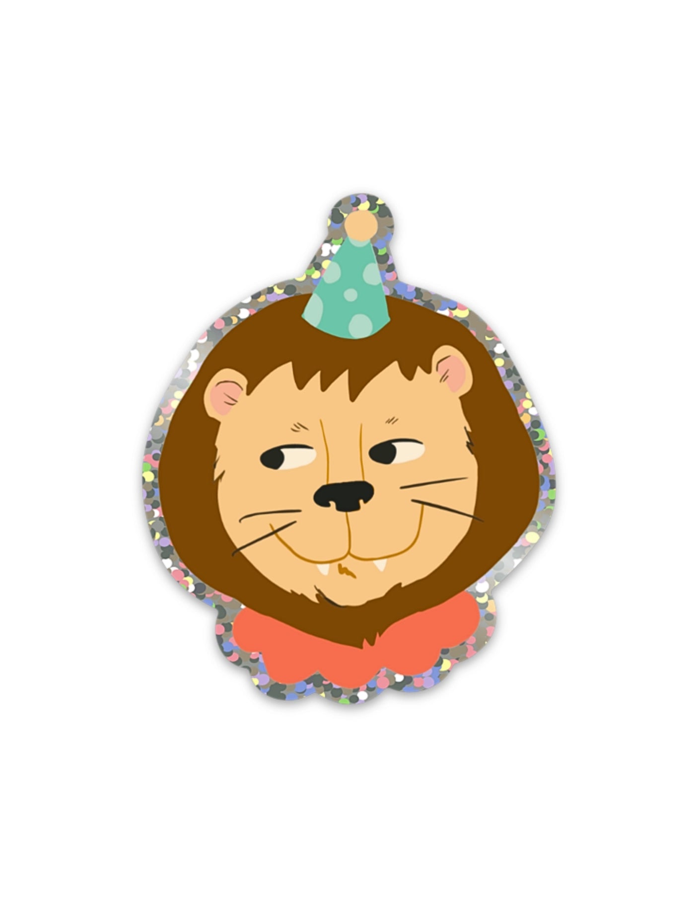 Party Lion Die Cut Vinyl Glitter Sticker