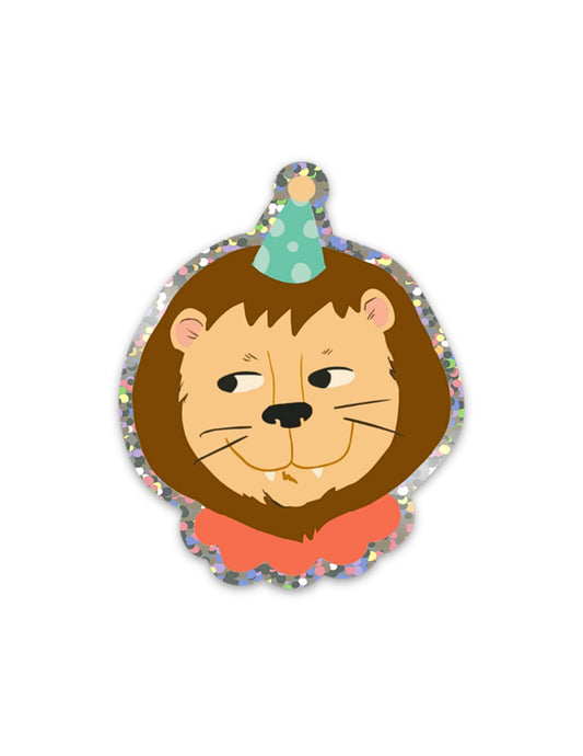 Party Lion Die Cut Vinyl Glitter Sticker