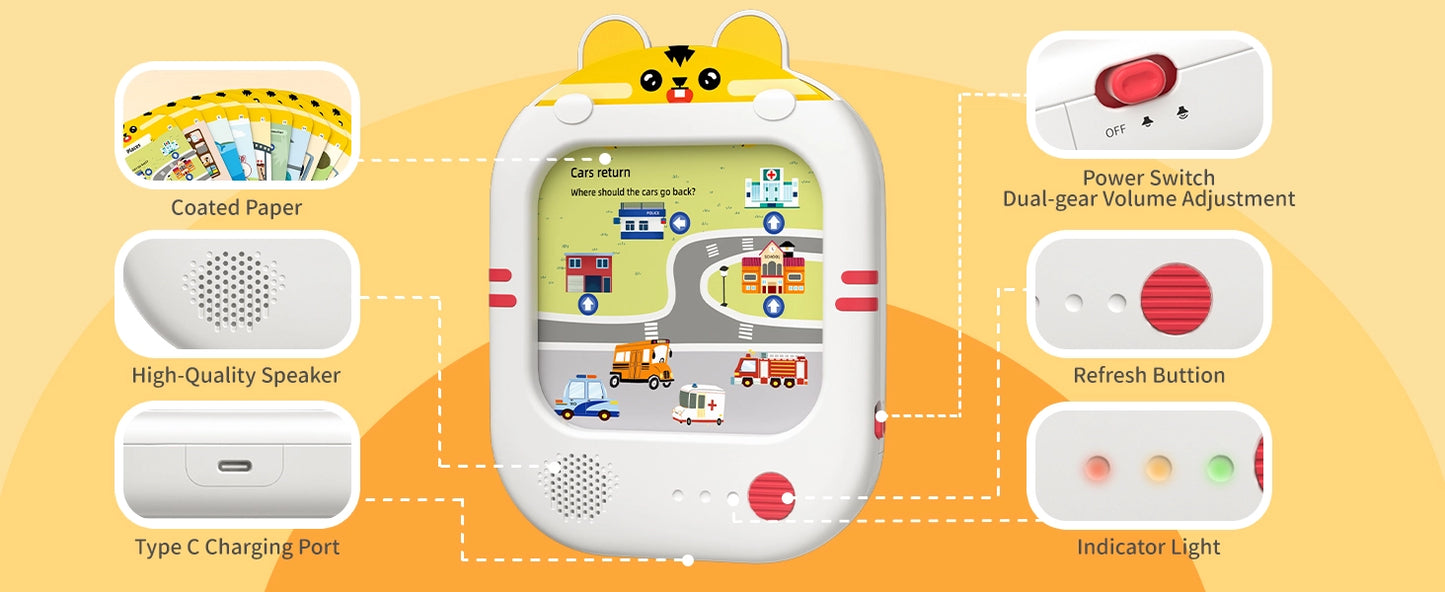 Interactive Screen-Free Learning Tablet w/Talking Flash Cards