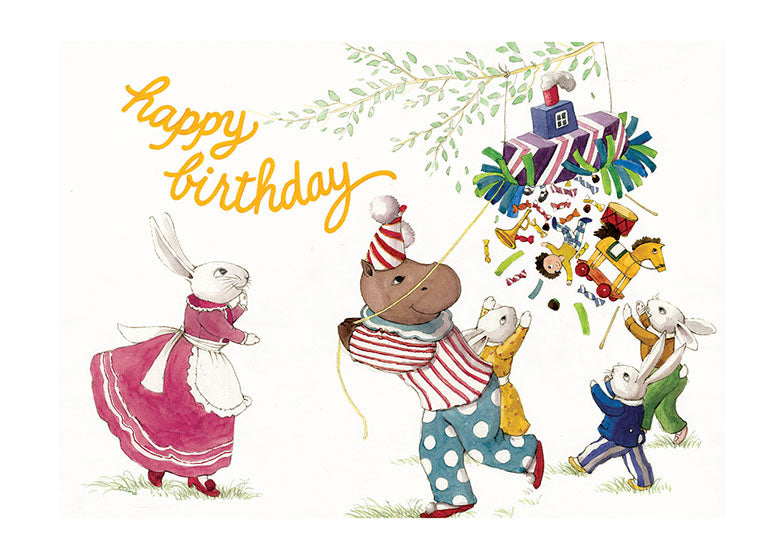 Animals with Piñata Birthday Card