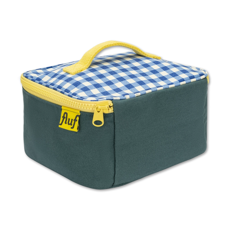 Square Lunch Bag "Gingham Blue" by Fluf