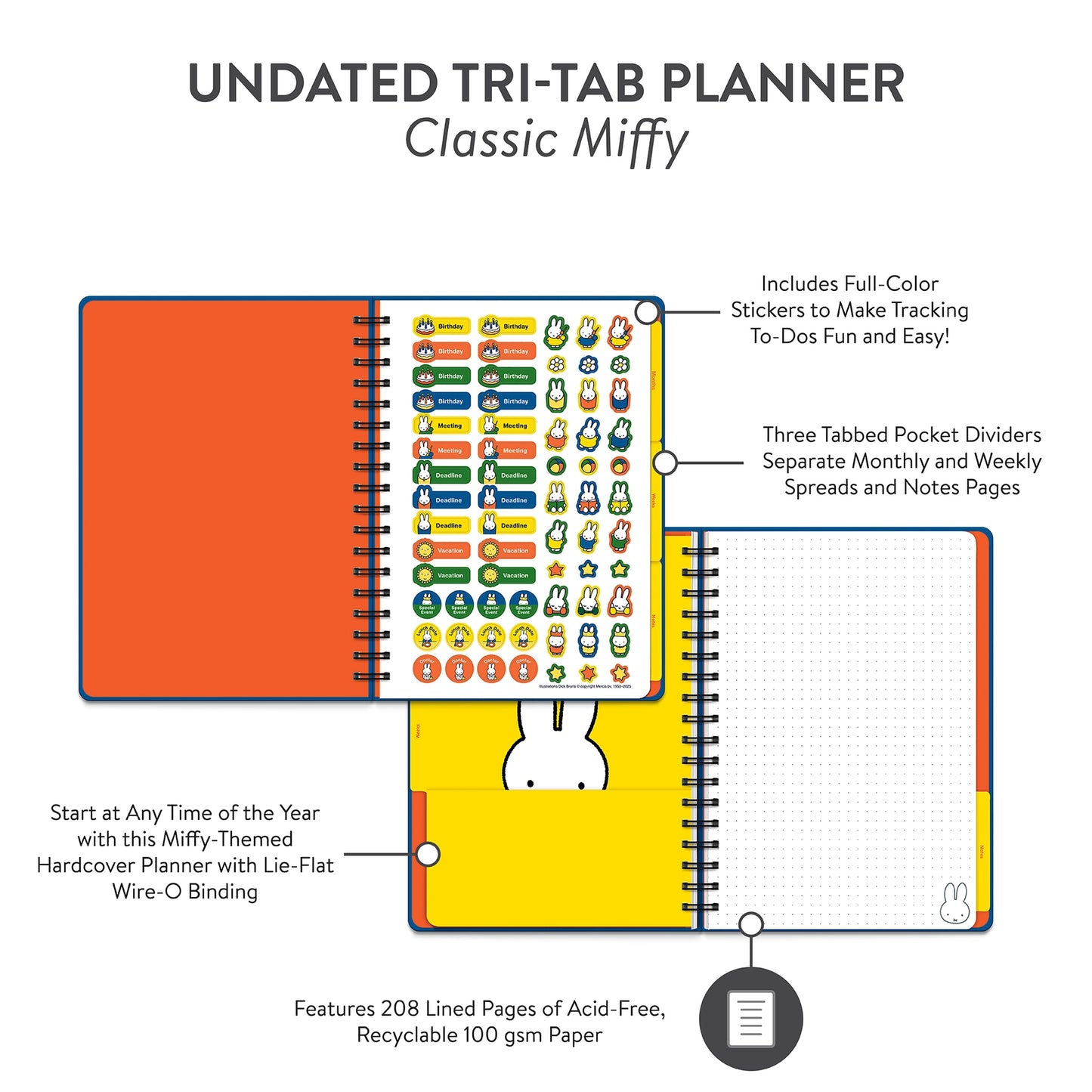 Undated Tri-tab Miffy Planner