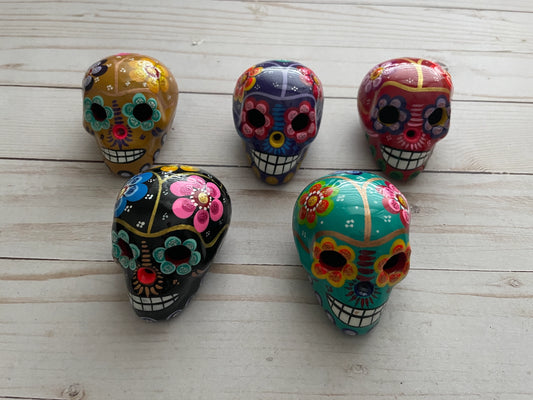 Day of the Dead Mini Clay Painted Skulls