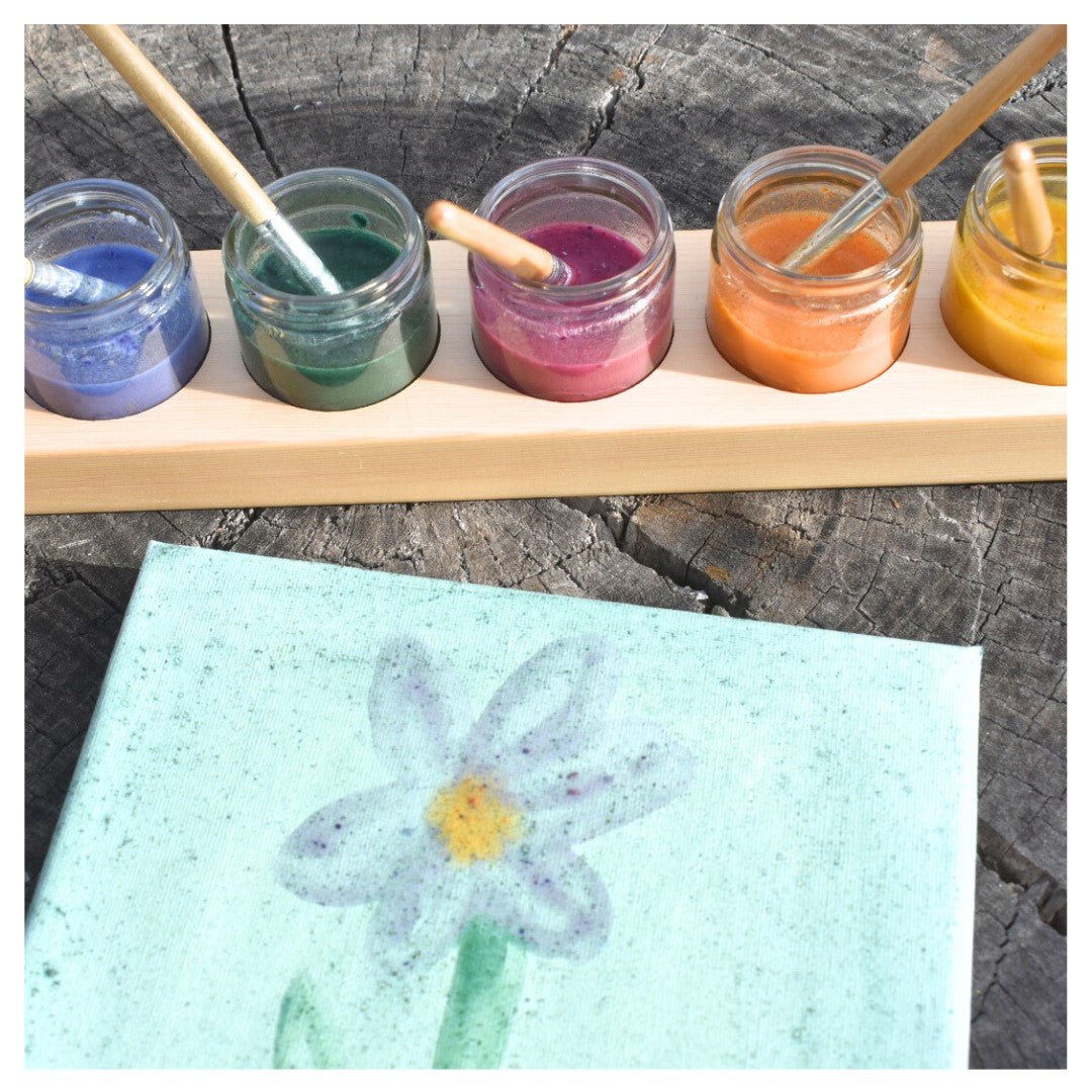 Wooden Paint Holder w/ Glass Jars