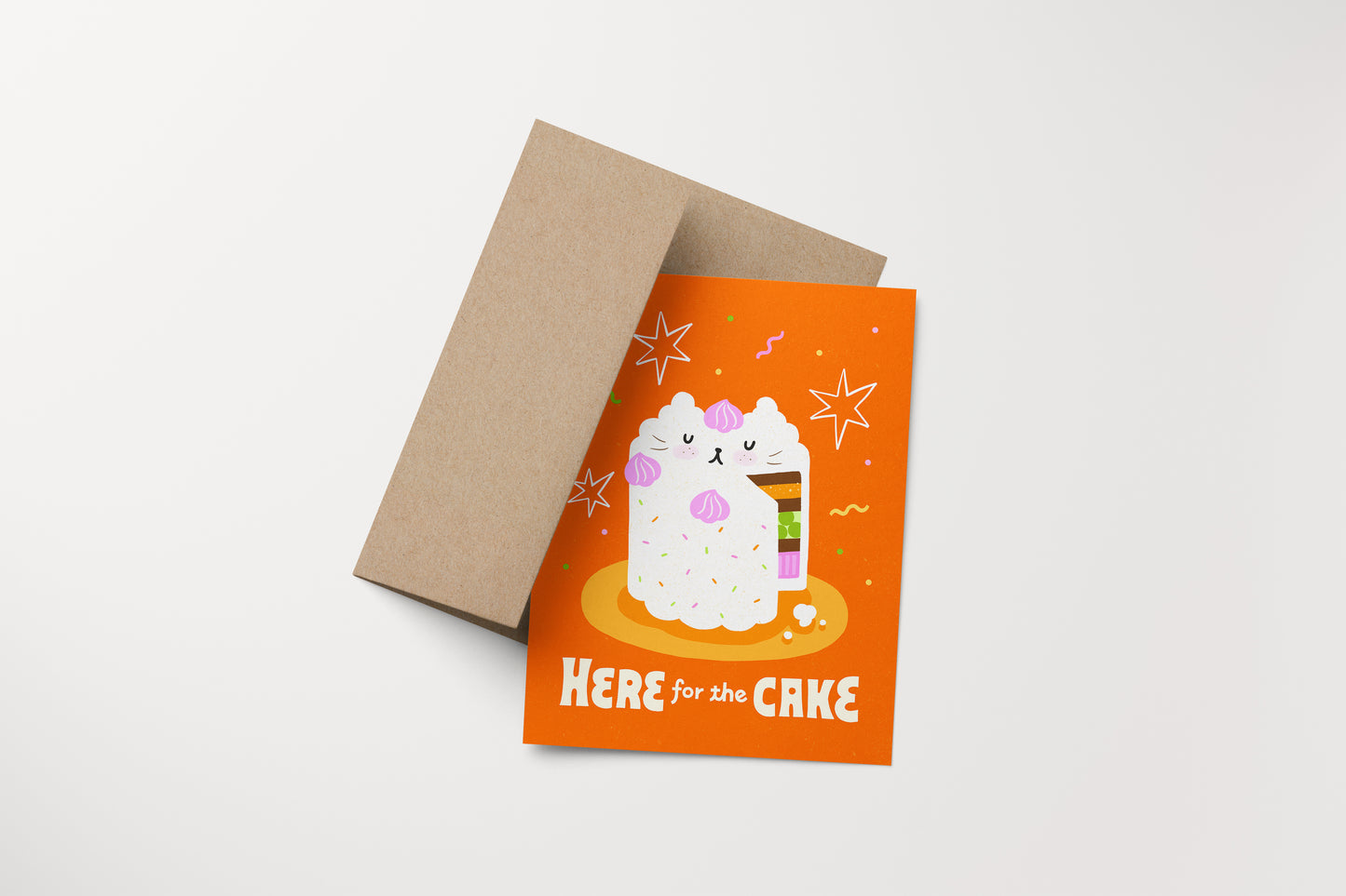 Here For the Cake Card (orange)