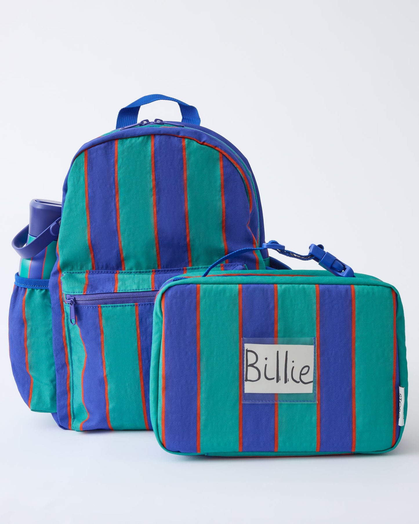 Cool Kid Backpack in Navy & Green Stripe