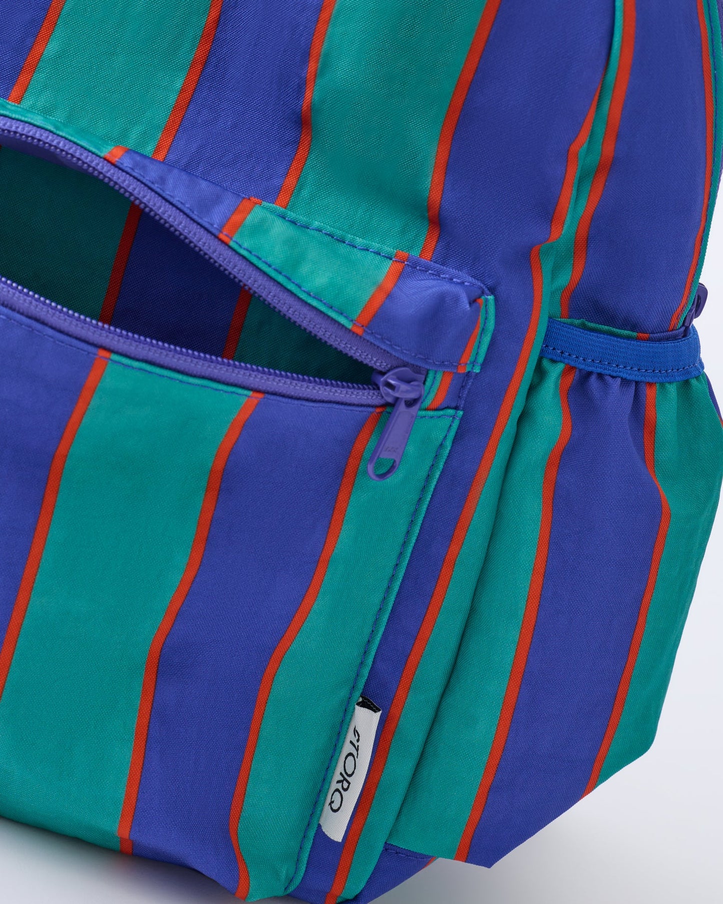 Cool Kid Backpack in Navy & Green Stripe