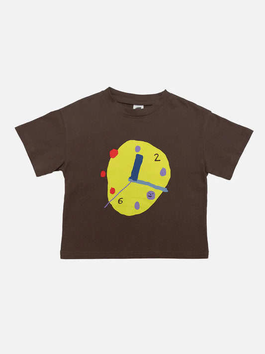 Clock Tee in Dark Brown
