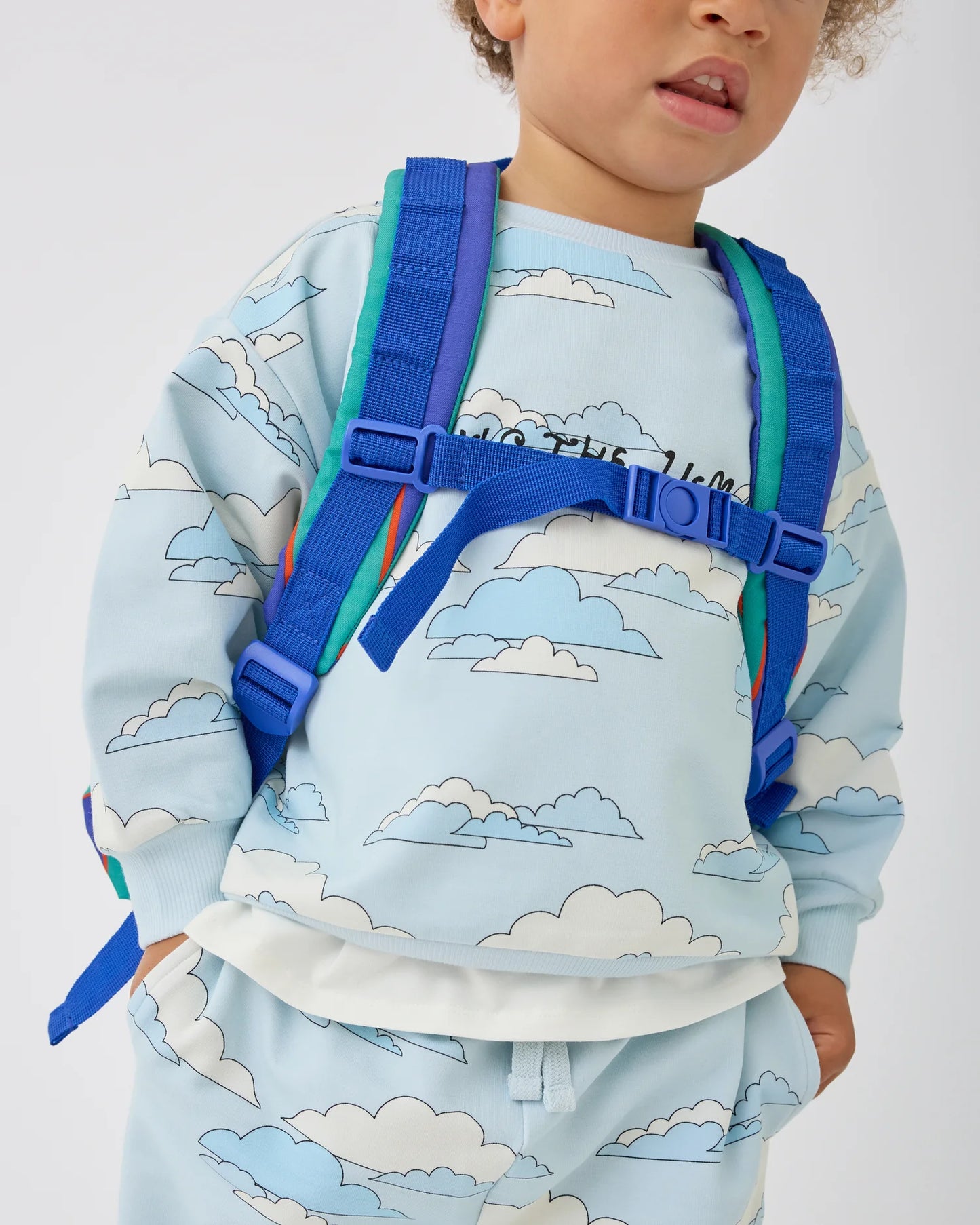 Cool Kid Backpack in Navy & Green Stripe