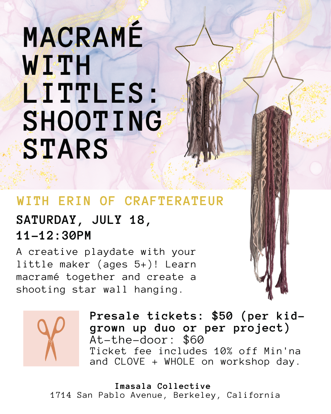 MACRAMÉ WITH LITTLES: SHOOTING STAR WALL HANGING - Saturday, July 18th