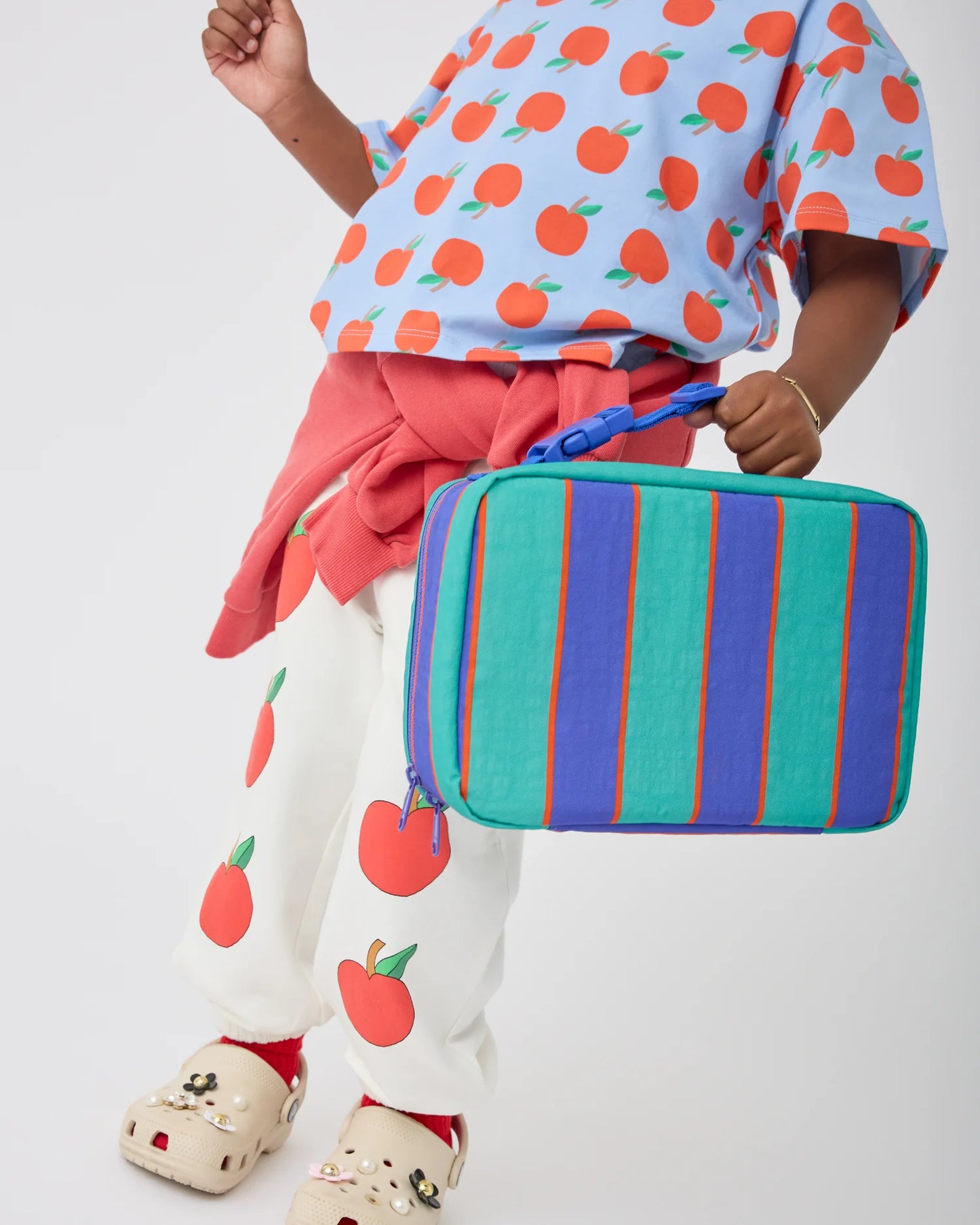 Cool Kid Lunch Box in Navy & Green Stripe