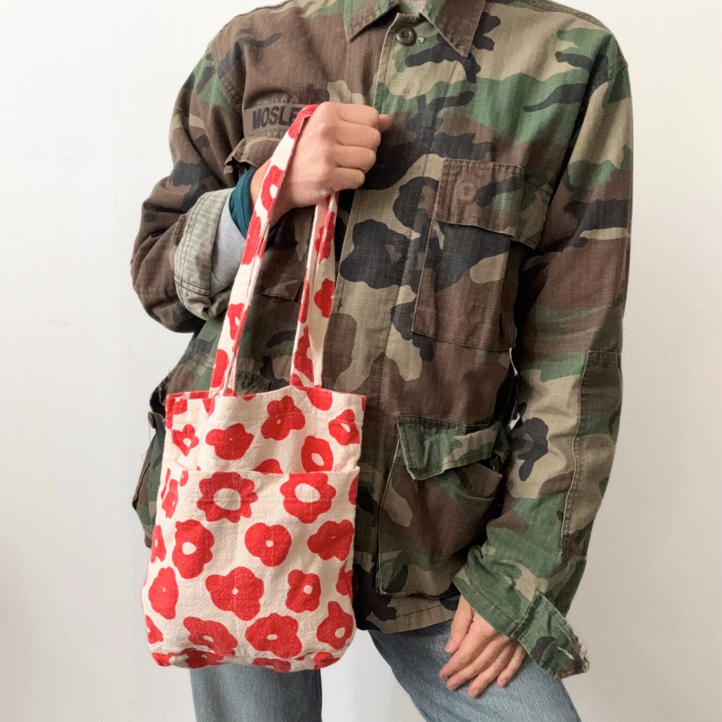 The Petite Tote in Celeste/ Saffron & Cream