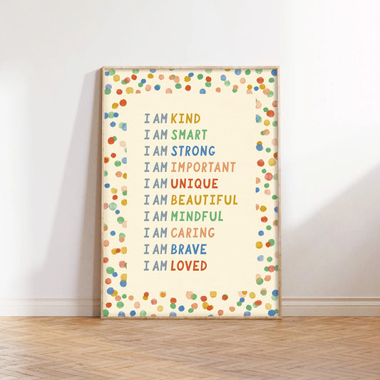 Confetti Affirmation Print - Modern Educational Kid's Art