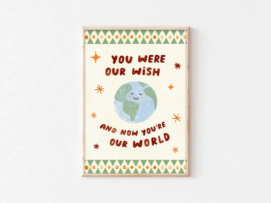 You Were Our Wish Print - Nursery Modern Wall Art Baby
