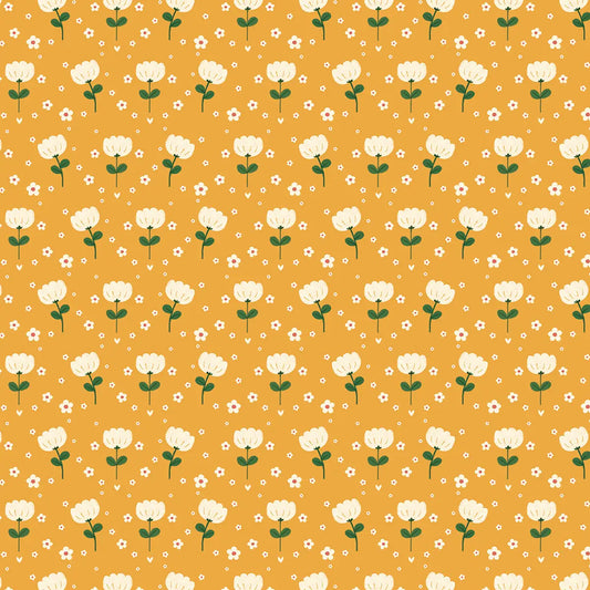 Yellow Florals Wrapping Paper by The Little Red House