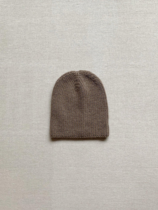 Kids Merino Wool Ribbed Beanie in Oatmilk