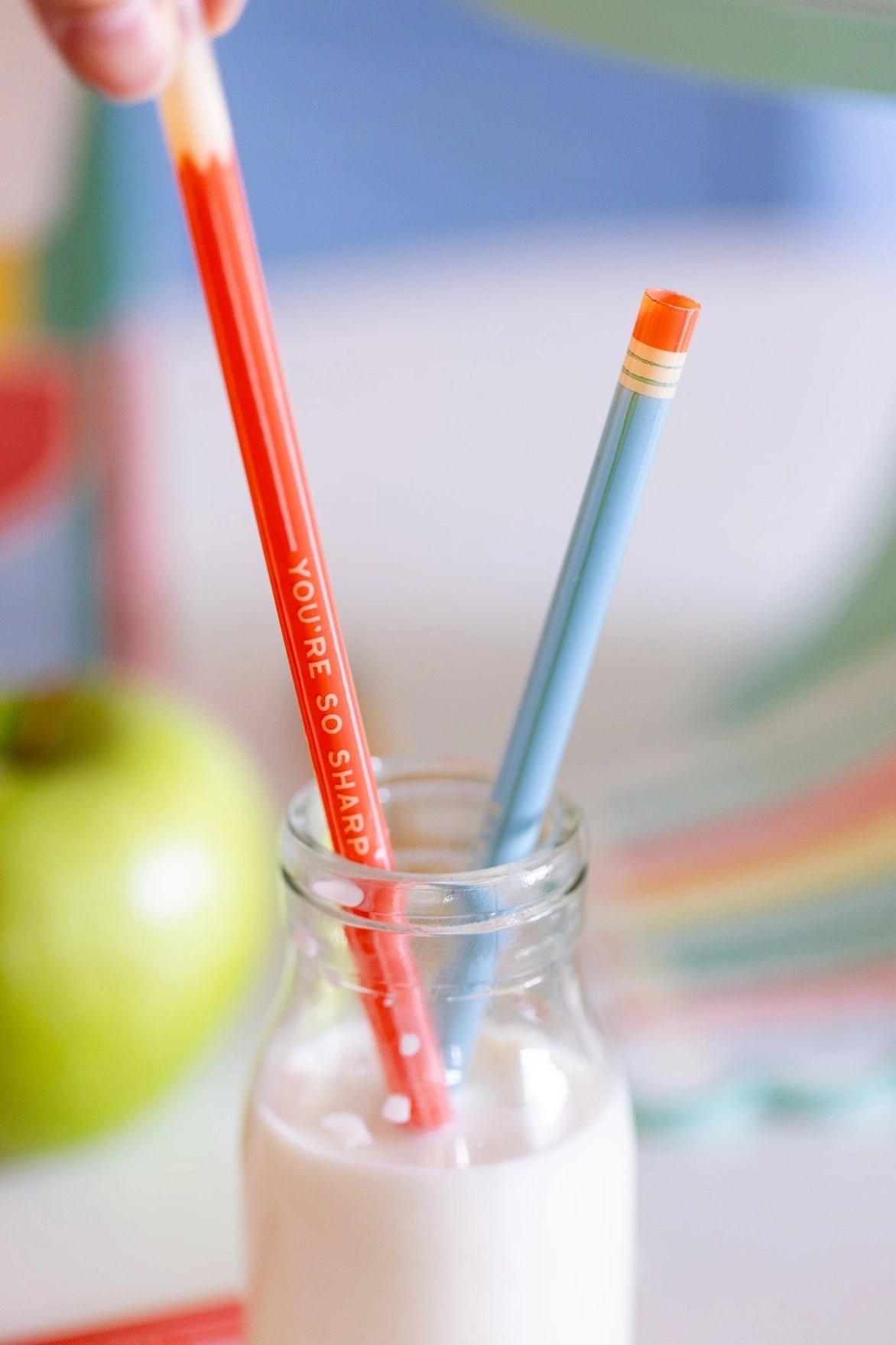 Colored Pencil Reusable Straws