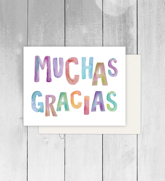 Muchas Gracias Watercolor Spanish Greeting Card
