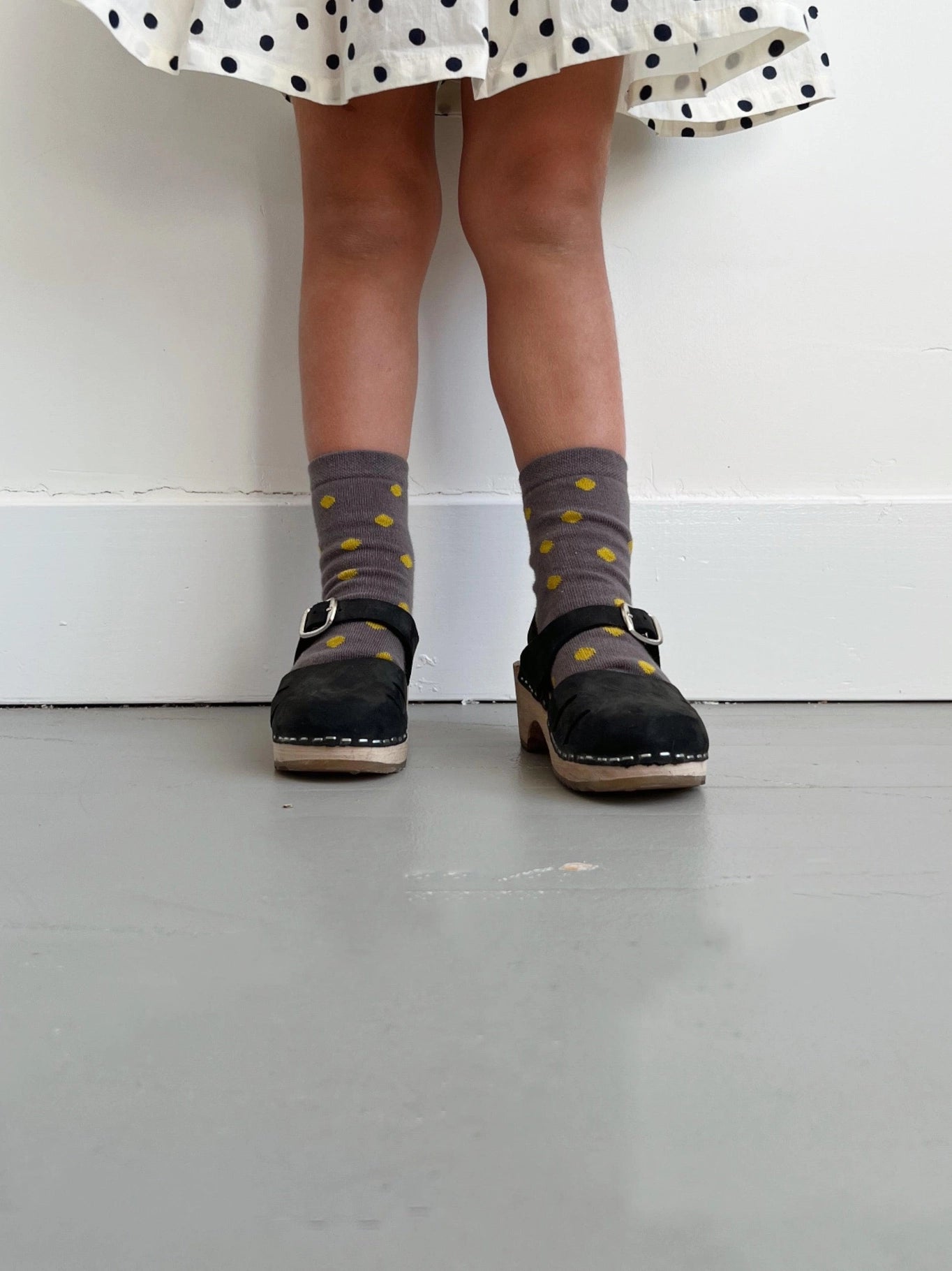 Kids Crew Sock in Spotted Graphite