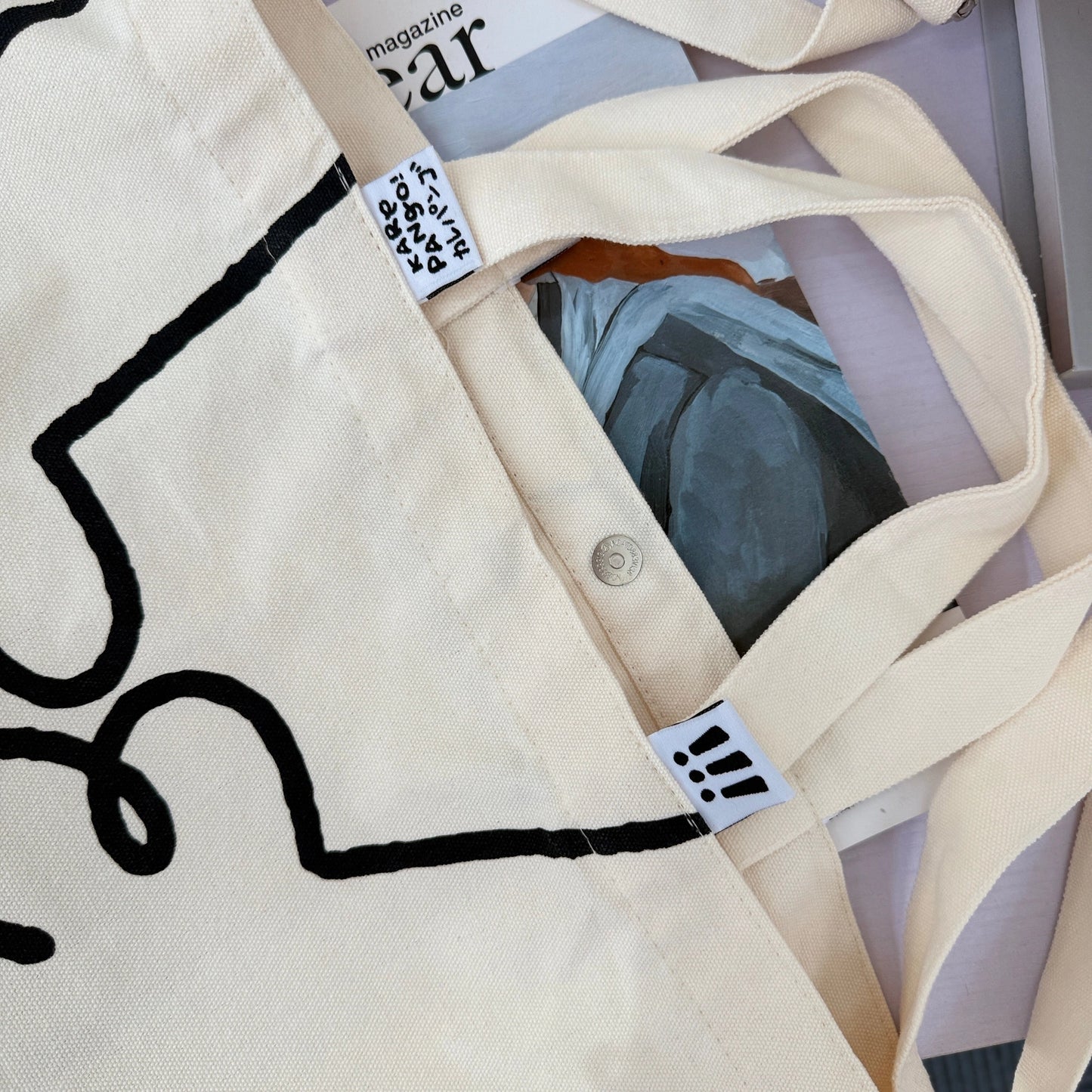 Te Large White Canvas Tote Bag