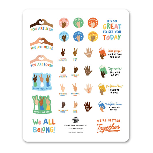 Celebrate Belonging Diversity Teacher Sticker Sheet