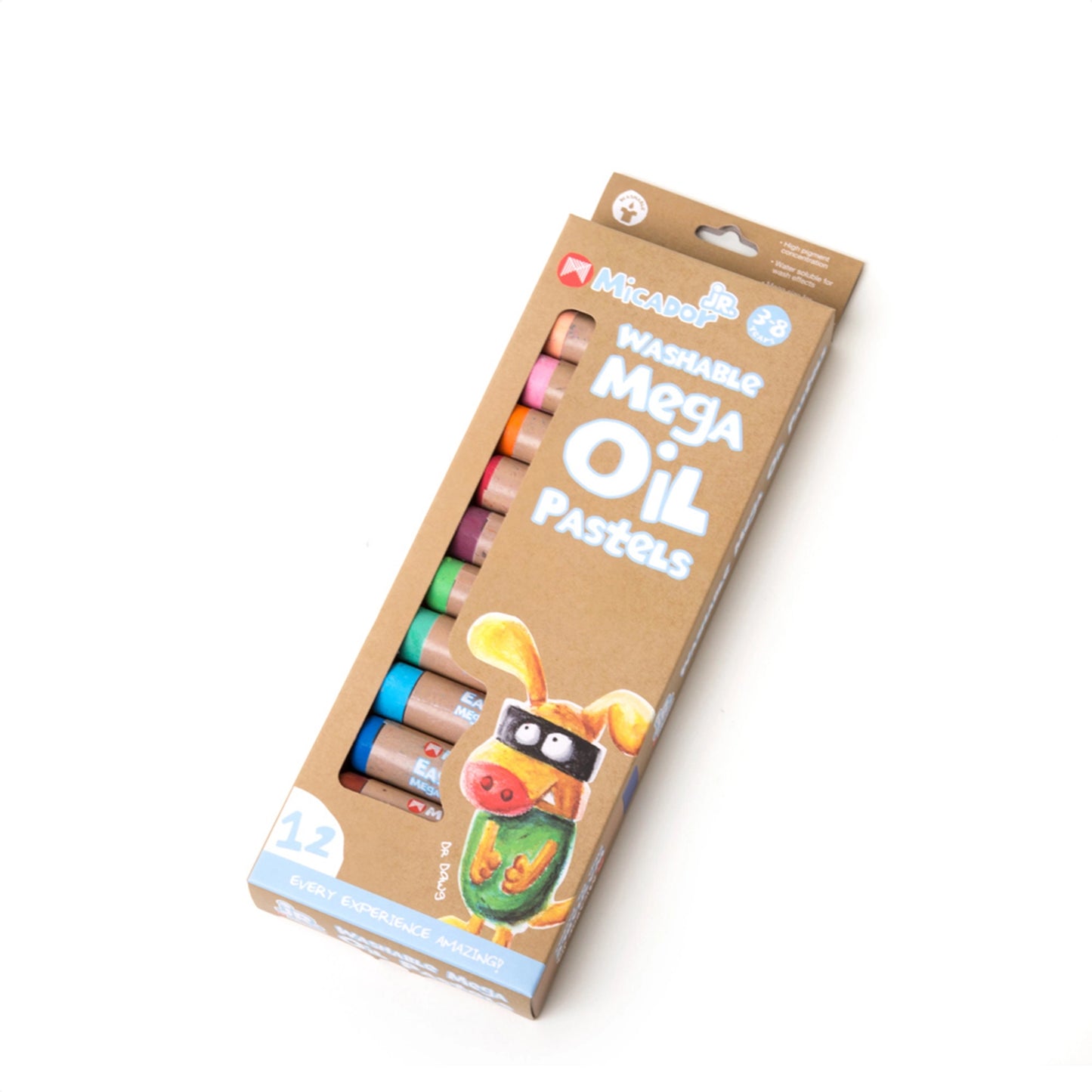 Washable Mega Oil Pastel Set, 12-Color Set by Micador Jr.