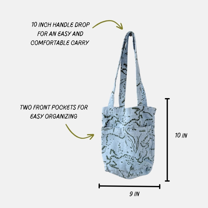 The Petite Tote in Celeste/ Grass & Pool