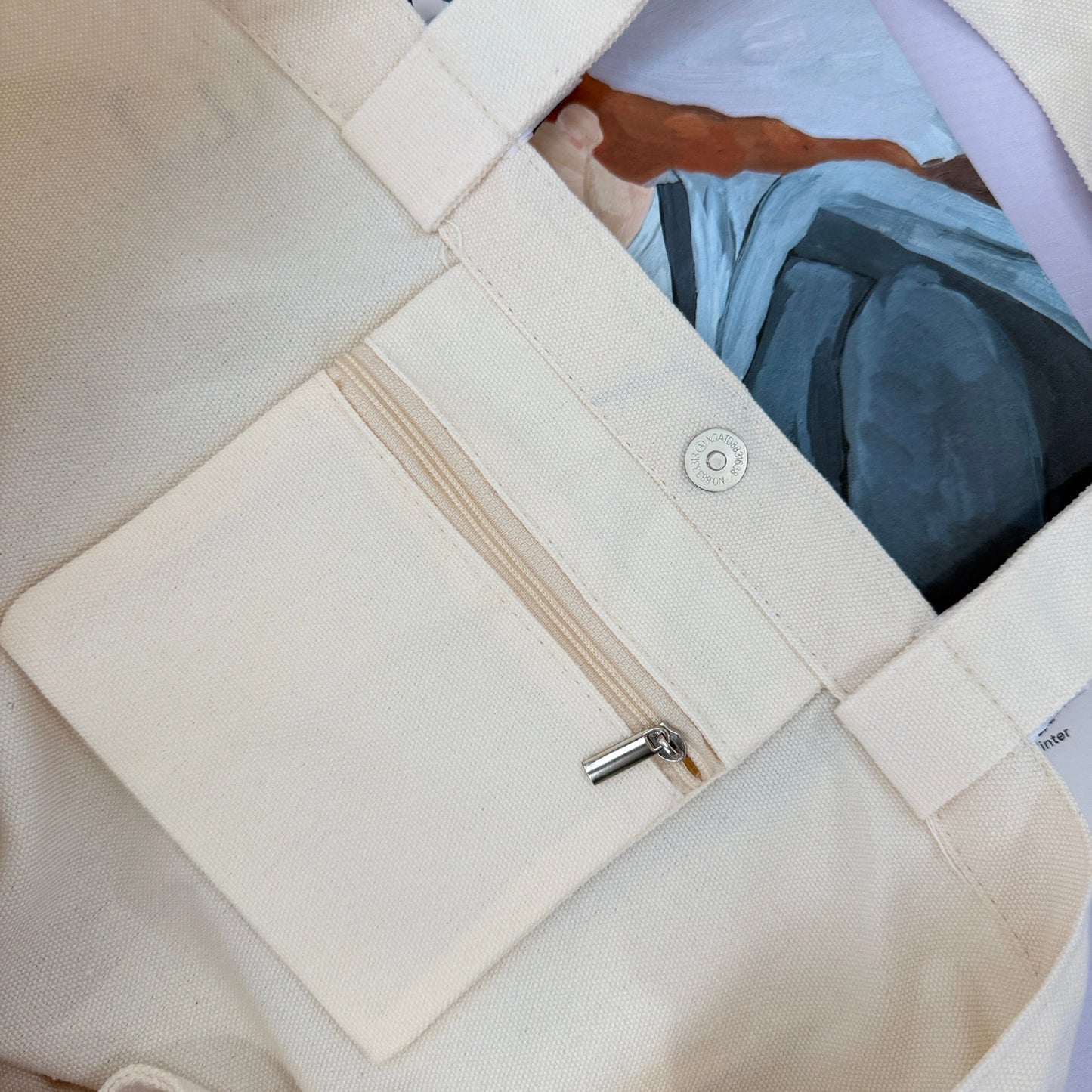 Te Large White Canvas Tote Bag