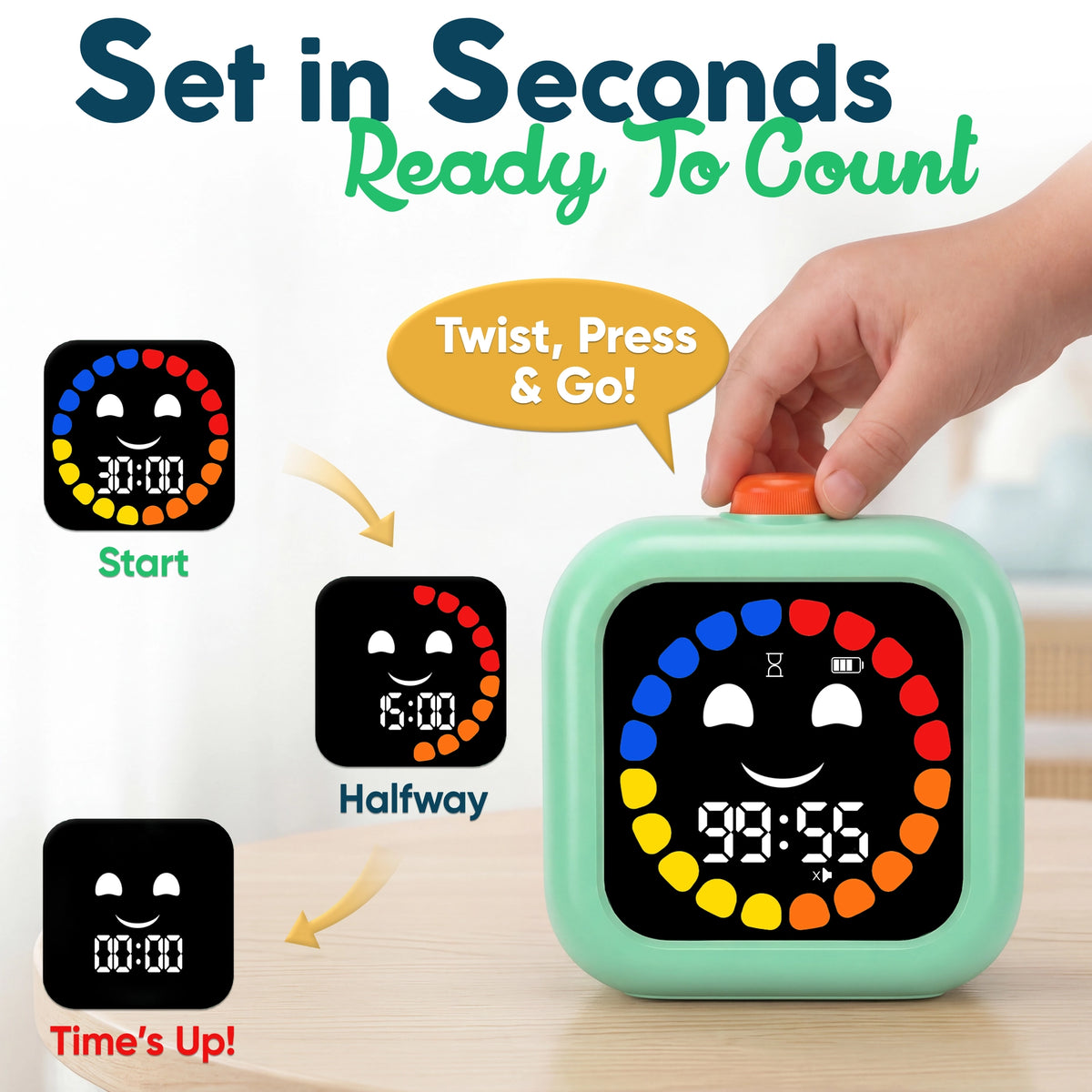 Timebuddy Digital Visual Timer For Kids- 2 color options