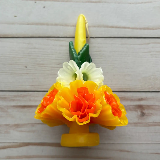 Medium Oaxaca Beeswax Yellow Multicolored Candle