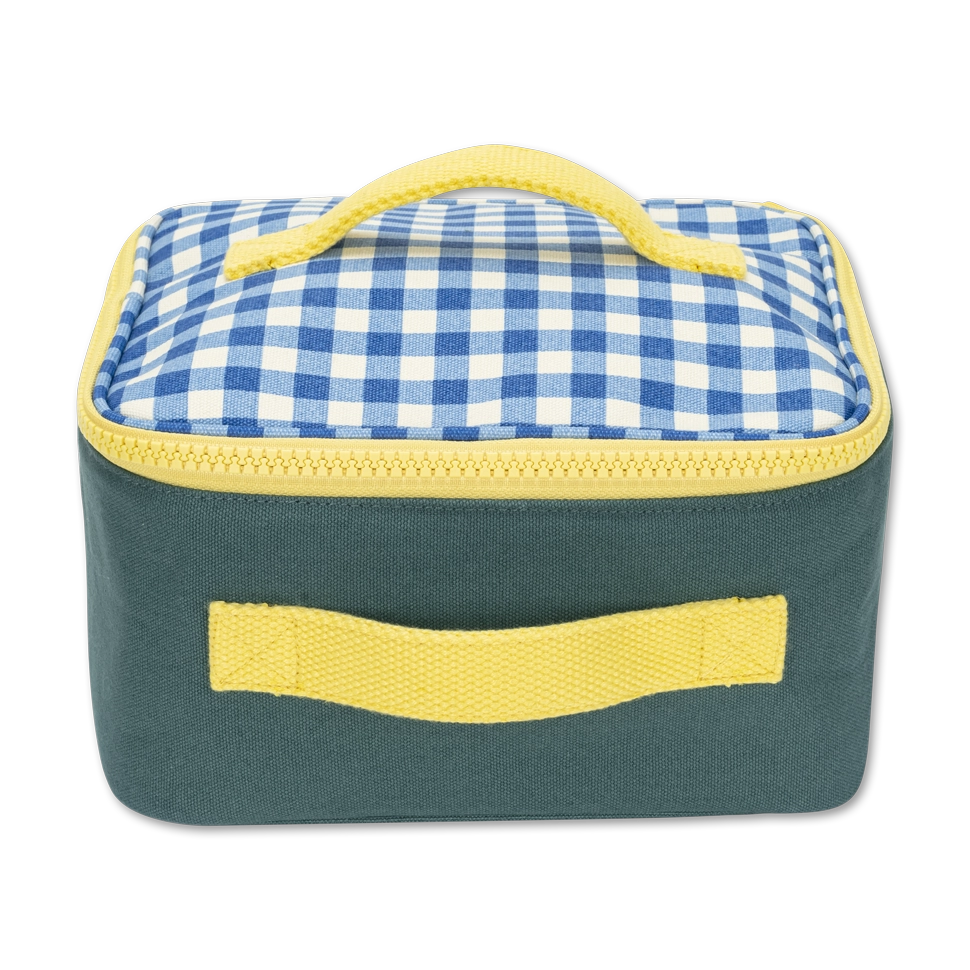 Square Lunch Bag "Gingham Blue" by Fluf