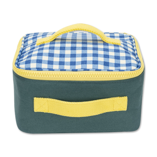 Square Lunch Bag "Gingham Blue" by Fluf