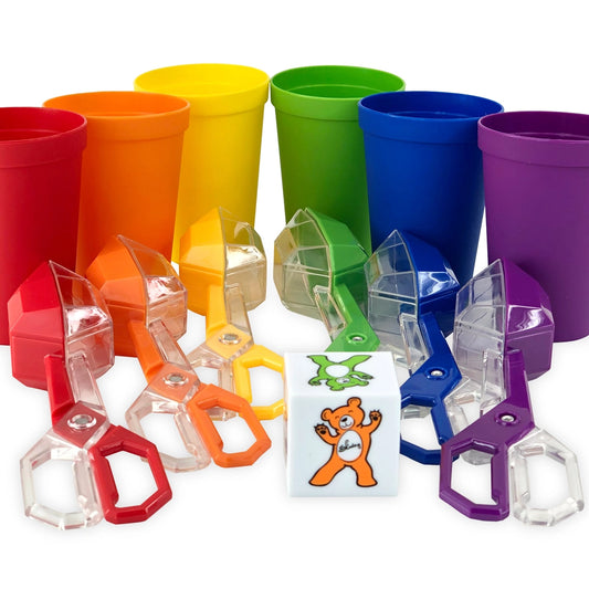 Rainbow Matching & Sorting Cups and Scissor Tongs Set