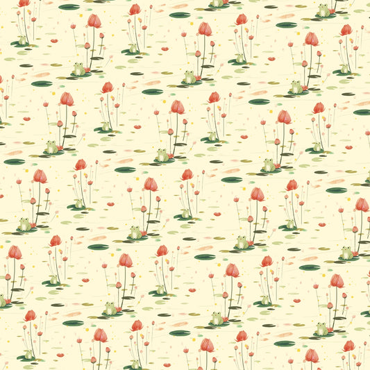 Lotus Frog Wrapping Paper Sheet