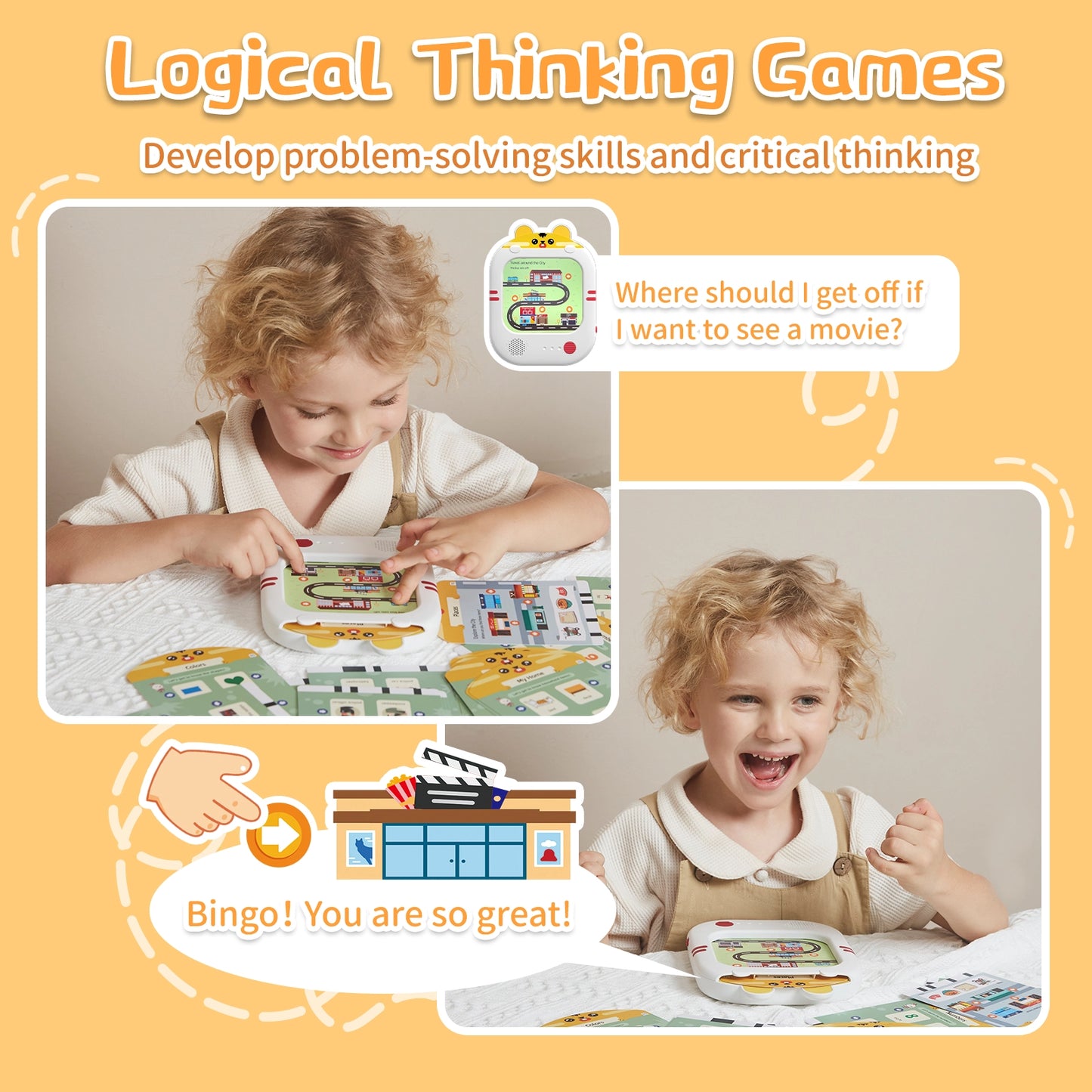 Interactive Screen-Free Learning Tablet w/Talking Flash Cards